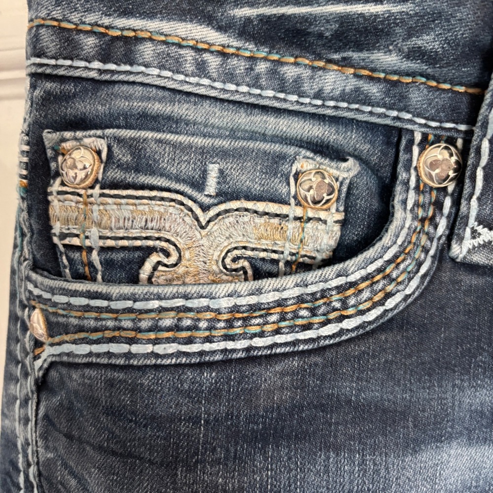 Rock Revival Western Y-2K inspired Yana Ankle Skinny Jeans Embroidered Size 33 - Picture 4 of 16
